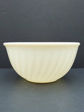 Fire King White Swirl Mixing Bowl Anchor Hocking 9" Ivory Nesting Serving Bowl